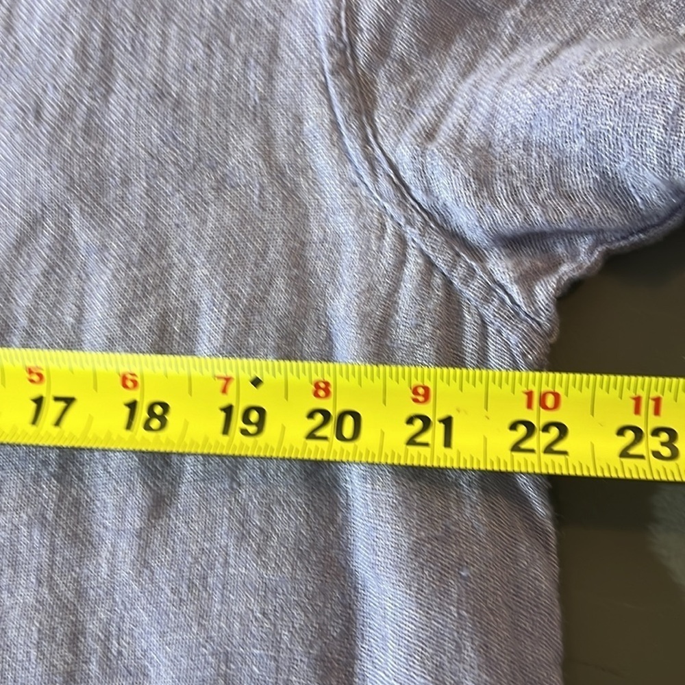 Flax Light Purple Linen Short Sleeve Button-Down Top - Picture 6 of 9